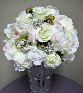 White Silk with Broaches