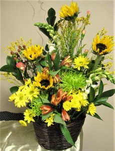 Green Mums & Sunflowers