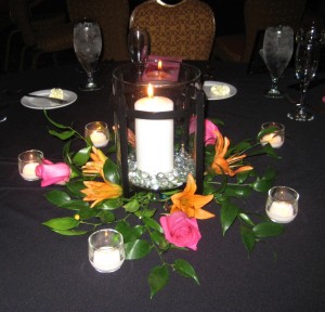 Lantern with Surrounding Flowers