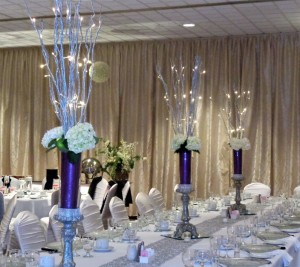 Lavish Silver Candlesticks with Lighted Branches