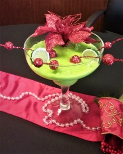 Margarita Glass with Christmas Decor