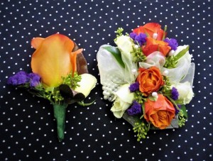 Orange Rose Corsage & Boutonniere 