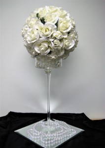 White Rose Ball on Tall Stemware