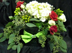 Square Cube with Flowers & Bow