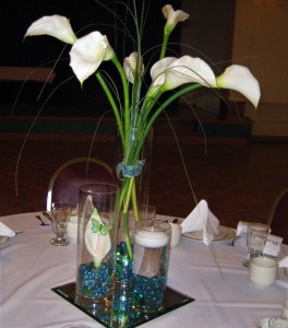 Trio Cylinders with Calla Lilies